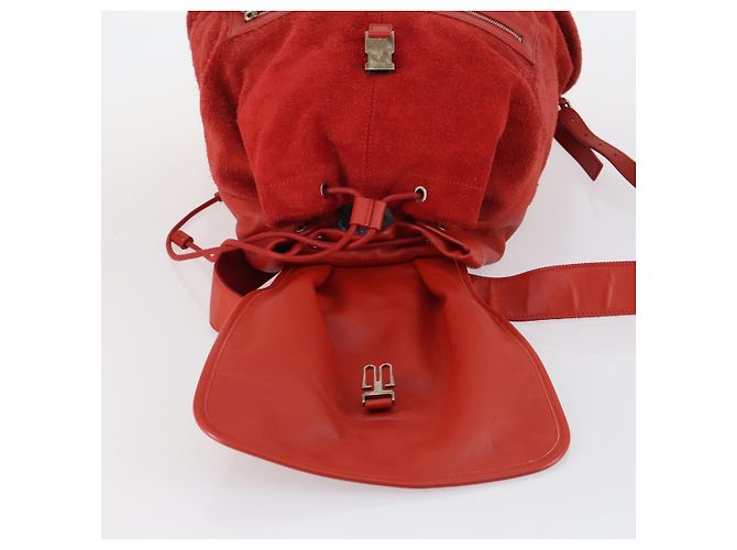 BALENCIAGA Rucksack aus Wildleder rot silber authentisch bs29626 - Ansicht 10