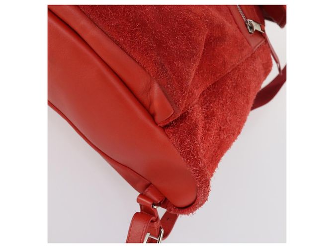 BALENCIAGA Rucksack aus Wildleder rot silber authentisch bs29626 - Ansicht 16