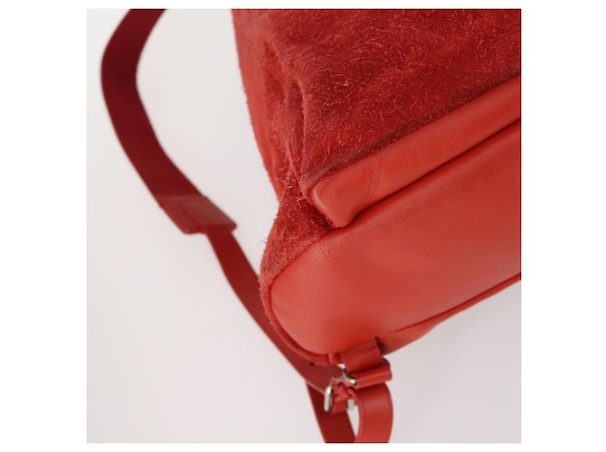 BALENCIAGA Rucksack aus Wildleder rot silber authentisch bs29626 - Ansicht 17