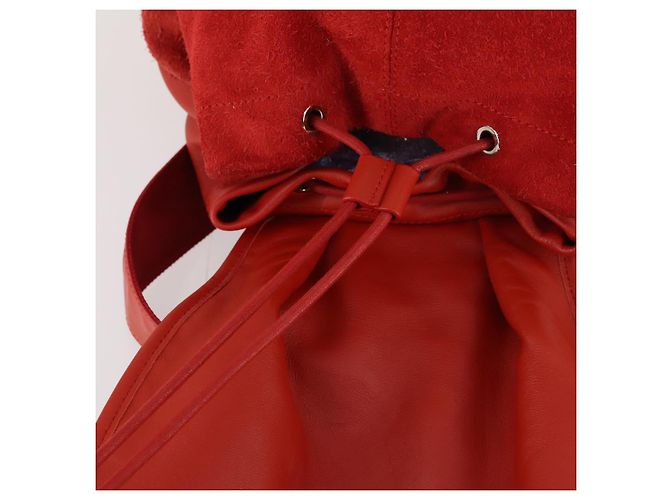 BALENCIAGA Rucksack aus Wildleder rot silber authentisch bs29626 - Ansicht 20