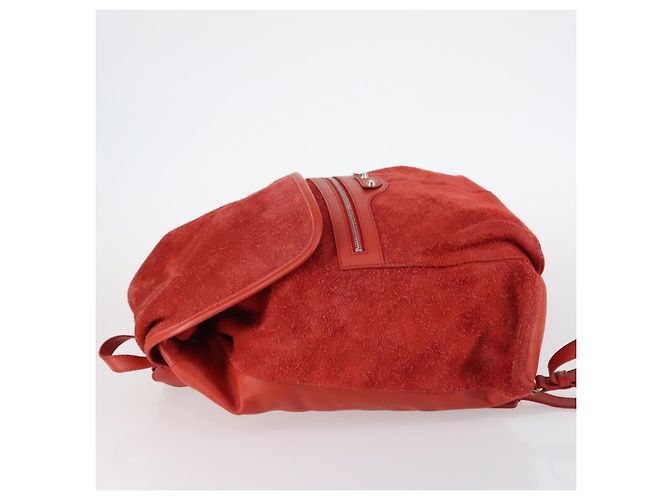 BALENCIAGA Rucksack aus Wildleder rot silber authentisch bs29626 - Ansicht 4