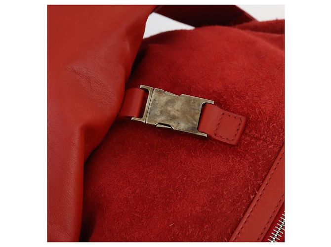 BALENCIAGA Rucksack aus Wildleder rot silber authentisch bs29626 - Ansicht 9