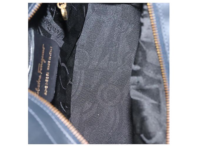Borsa a mano Vala in tela 2 in 1 Salvatore Ferragamo Blu Navy Oro Auth BA6589 - vista 11