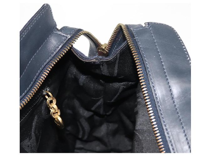 Borsa a mano Vala in tela 2 in 1 Salvatore Ferragamo Blu Navy Oro Auth BA6589 - vista 20