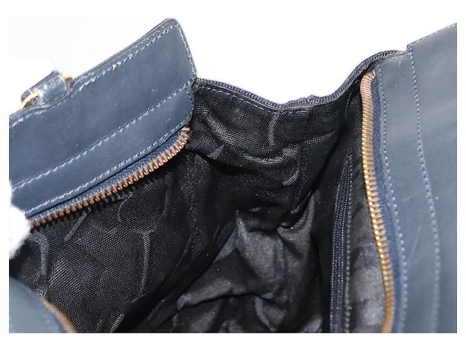 Borsa a mano Vala in tela 2 in 1 Salvatore Ferragamo Blu Navy Oro Auth BA6589 - vista 21
