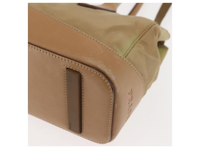 PRADA Schultertasche Nylon Leder Khaki Silber Authentisch bs30008 - Ansicht 14