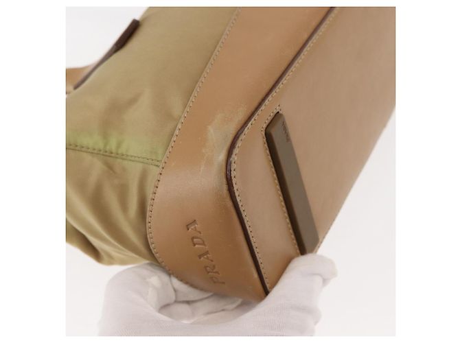 PRADA Schultertasche Nylon Leder Khaki Silber Authentisch bs30008 - Ansicht 15