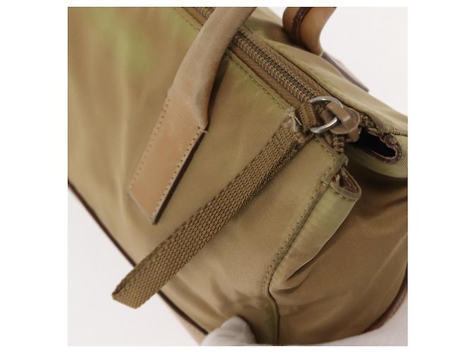 PRADA Schultertasche Nylon Leder Khaki Silber Authentisch bs30008 - Ansicht 17