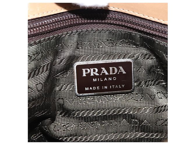 PRADA Schultertasche Nylon Leder Khaki Silber Authentisch bs30008 - Ansicht 18