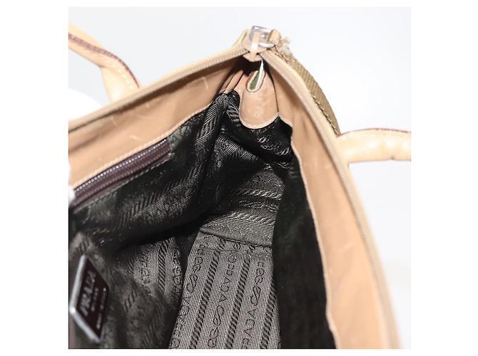 PRADA Schultertasche Nylon Leder Khaki Silber Authentisch bs30008 - Ansicht 19