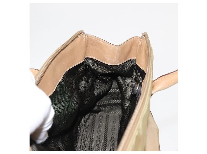 PRADA Schultertasche Nylon Leder Khaki Silber Authentisch bs30008 - Ansicht 20