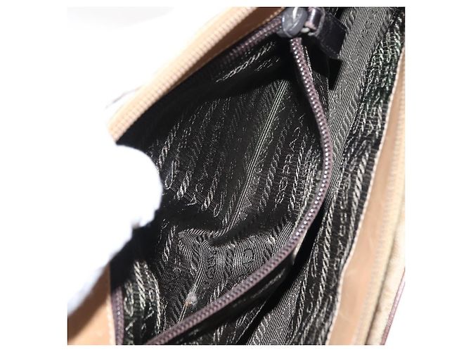 PRADA Schultertasche Nylon Leder Khaki Silber Authentisch bs30008 - Ansicht 21