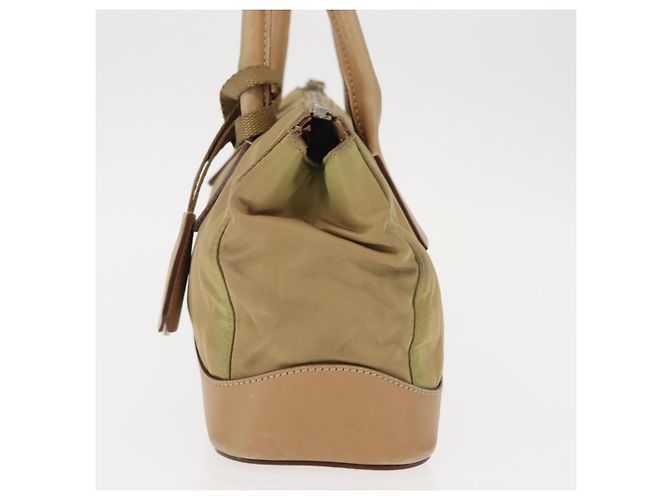 PRADA Schultertasche Nylon Leder Khaki Silber Authentisch bs30008 - Ansicht 3