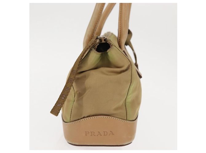 PRADA Schultertasche Nylon Leder Khaki Silber Authentisch bs30008 - Ansicht 4