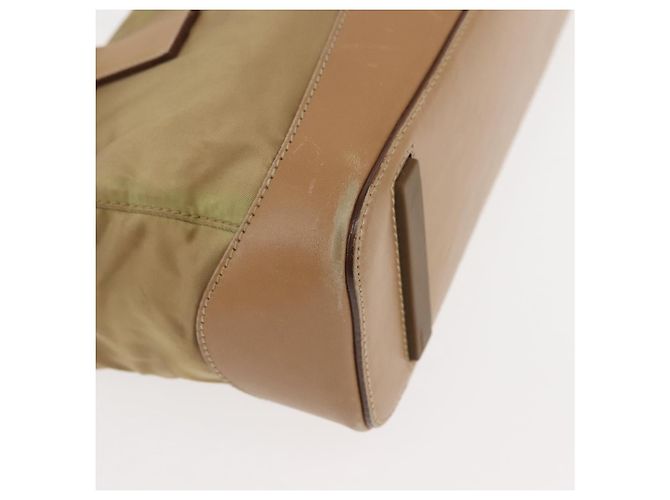 PRADA Schultertasche Nylon Leder Khaki Silber Authentisch bs30008 - Ansicht 9