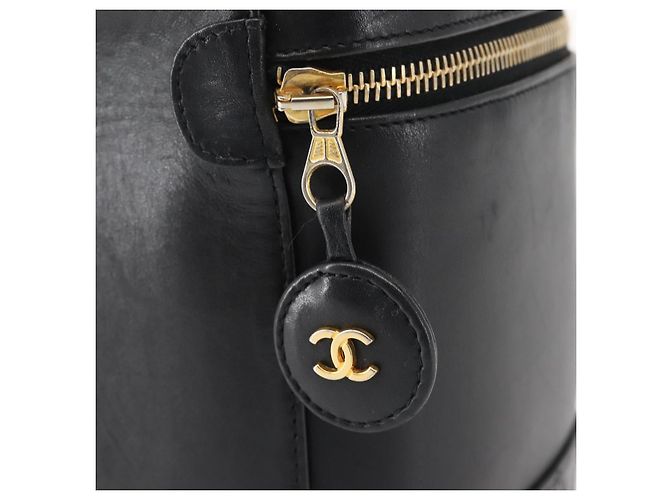 Vanity CHANEL Bicolor Kosmetiktasche aus Lammleder Schwarz Gold CC Auth 145355 - Ansicht 16