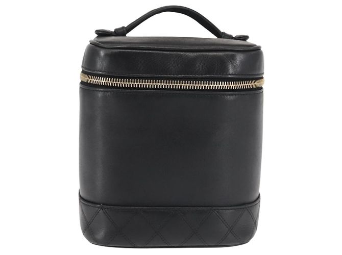 Vanity CHANEL Bicolor Kosmetiktasche aus Lammleder Schwarz Gold CC Auth 145355 - Ansicht 2