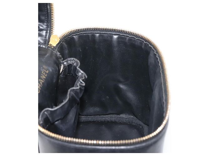 Vanity CHANEL Bicolor Kosmetiktasche aus Lammleder Schwarz Gold CC Auth 145355 - Ansicht 20