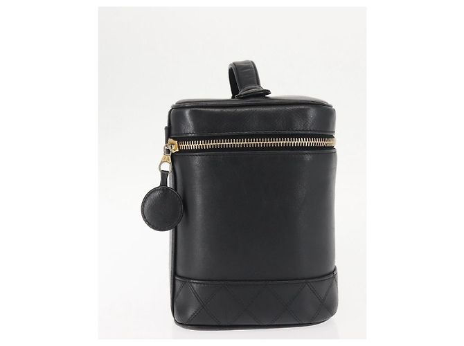 Vanity CHANEL Bicolor Kosmetiktasche aus Lammleder Schwarz Gold CC Auth 145355 - Ansicht 5