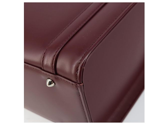 Burberry Bolso de mano de cuero Burdeos Plata Auth sw1572 - vista 12
