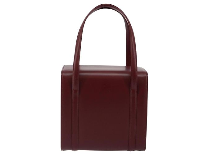 Burberry Bolso de mano de cuero Burdeos Plata Auth sw1572 - vista 3