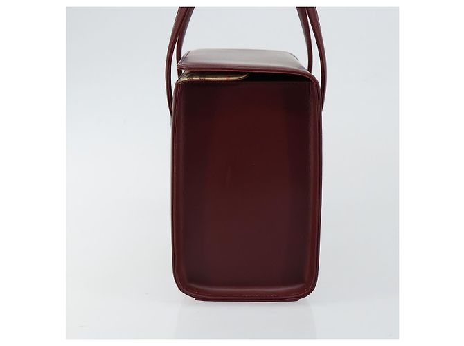 Burberry Bolso de mano de cuero Burdeos Plata Auth sw1572 - vista 5