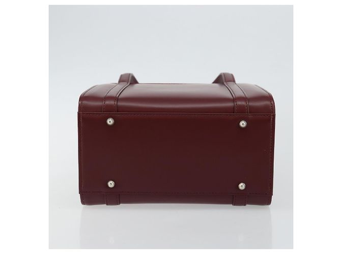 Burberry Bolso de mano de cuero Burdeos Plata Auth sw1572 - vista 9