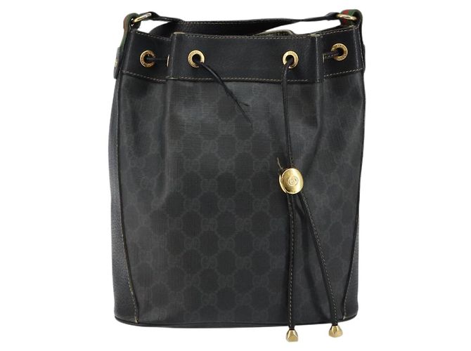 Borsa a Spalla Gucci GG Supreme Web Sherry Line PVC Nera 164 02 034 Auth 143578 Nero Rosso - vista 2