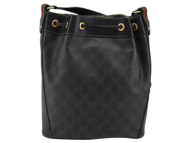 Borsa a Spalla Gucci GG Supreme Web Sherry Line PVC Nera 164 02 034 Auth 143578 Nero Rosso - vista 3