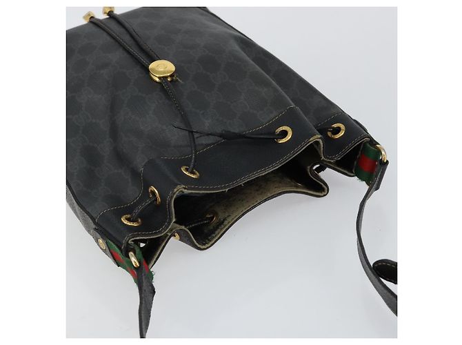 Borsa a Spalla Gucci GG Supreme Web Sherry Line PVC Nera 164 02 034 Auth 143578 Nero Rosso - vista 6