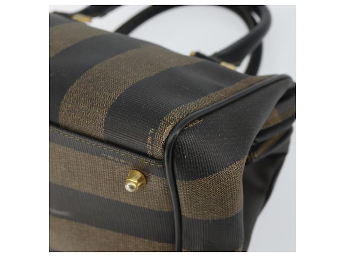 Pequin Borsa a mano in tela Pecan FENDI PVC nera e marrone Auth 146279 Nero - vista 10