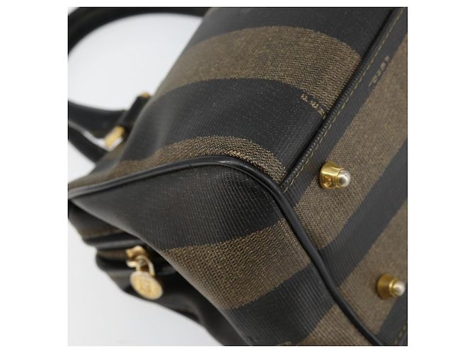 Pequin Borsa a mano in tela Pecan FENDI PVC nera e marrone Auth 146279 Nero - vista 11