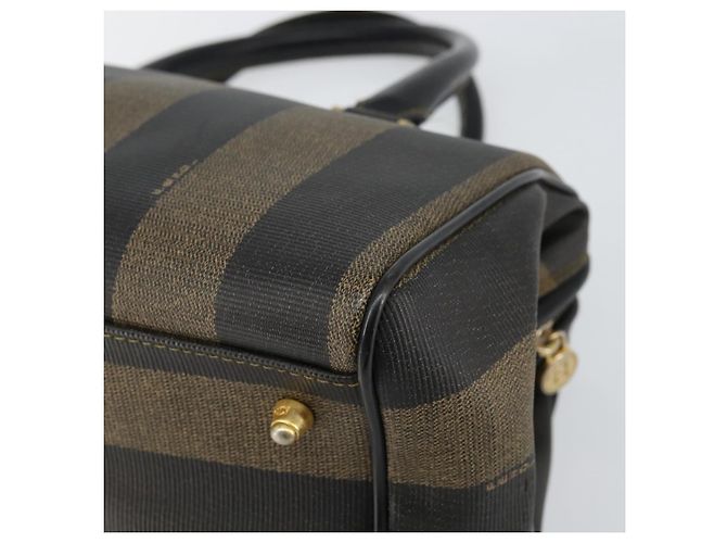 Pequin Borsa a mano in tela Pecan FENDI PVC nera e marrone Auth 146279 Nero - vista 12