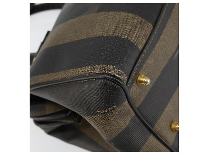 Pequin Borsa a mano in tela Pecan FENDI PVC nera e marrone Auth 146279 Nero - vista 13