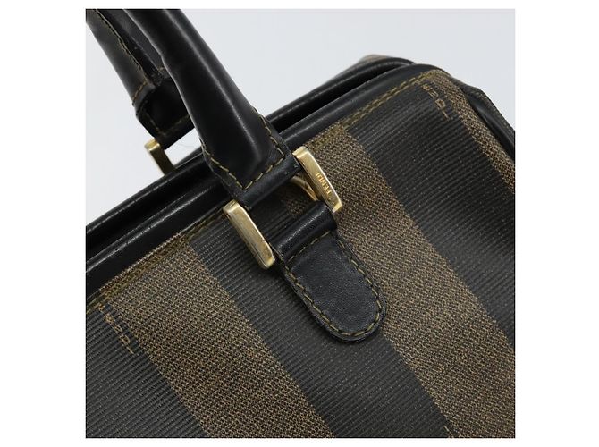 Pequin Borsa a mano in tela Pecan FENDI PVC nera e marrone Auth 146279 Nero - vista 14