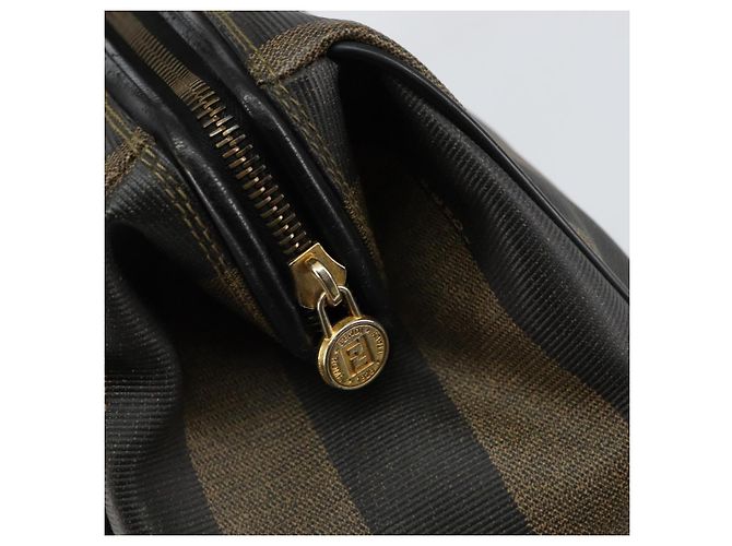 Pequin Borsa a mano in tela Pecan FENDI PVC nera e marrone Auth 146279 Nero - vista 16