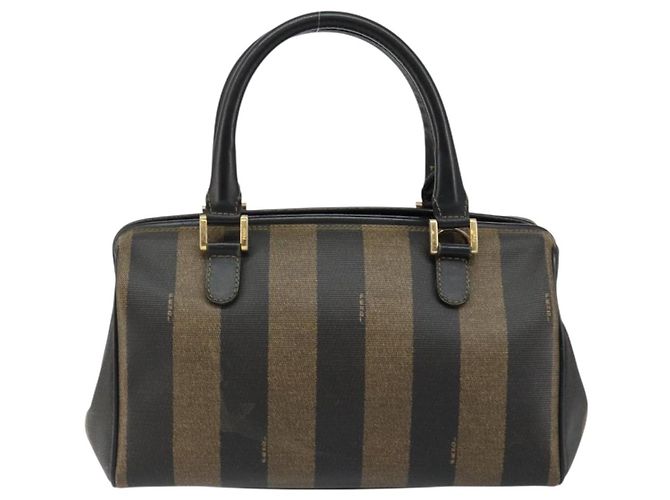 Pequin Borsa a mano in tela Pecan FENDI PVC nera e marrone Auth 146279 Nero - vista 3