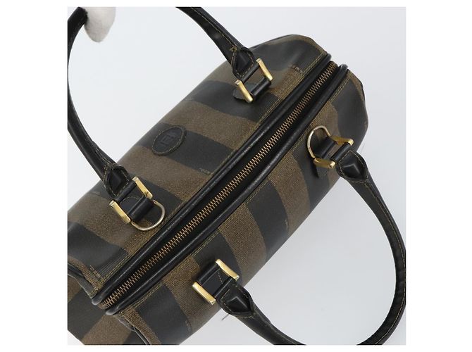 Pequin Borsa a mano in tela Pecan FENDI PVC nera e marrone Auth 146279 Nero - vista 6