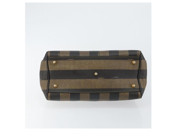 Pequin Borsa a mano in tela Pecan FENDI PVC nera e marrone Auth 146279 Nero - vista 9