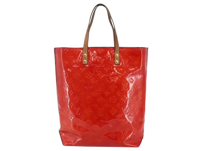 LOUIS VUITTON Monogram Vernis Reade MM Borsa a Mano Rossa M91086 LV Auth 144441 Rosso - vista 13