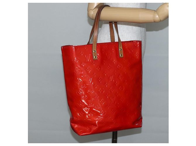 LOUIS VUITTON Monogram Vernis Reade MM Borsa a Mano Rossa M91086 LV Auth 144441 Rosso - vista 21