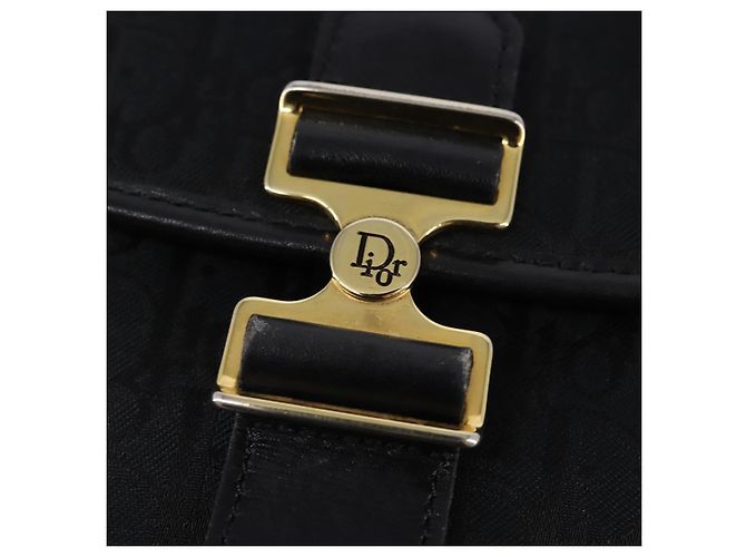 Borsa a Spalla in Tela Trotter Christian Dior Nero Oro Auth SW1717 - vista 14
