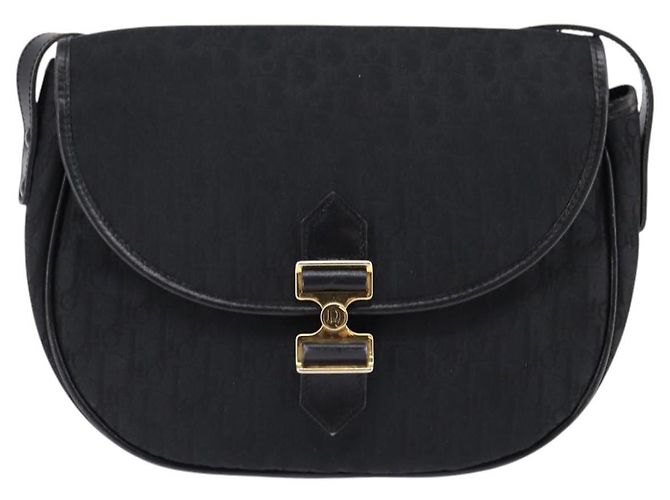 Borsa a Spalla in Tela Trotter Christian Dior Nero Oro Auth SW1717 - vista 2
