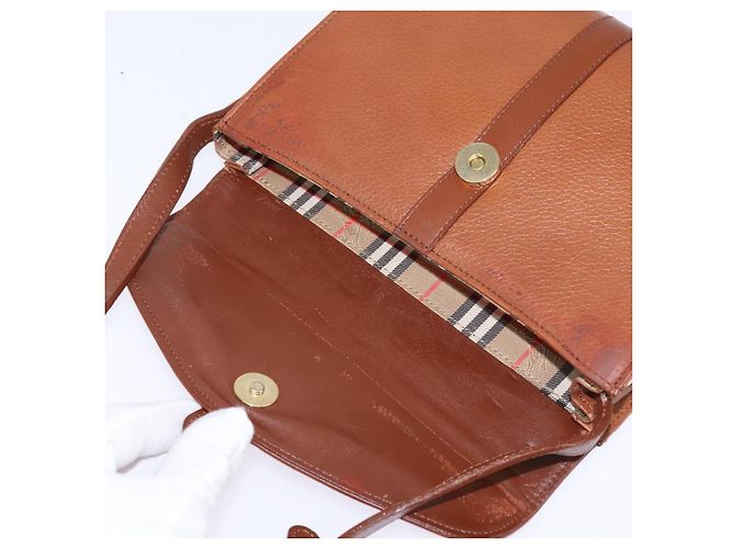 Autre Marque Borsa a Spalla Burberrys Nova Check in Pelle Marrone Oro Auth bs30266 D'oro - vista 15