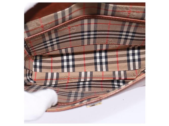 Autre Marque Borsa a Spalla Burberrys Nova Check in Pelle Marrone Oro Auth bs30266 D'oro - vista 16