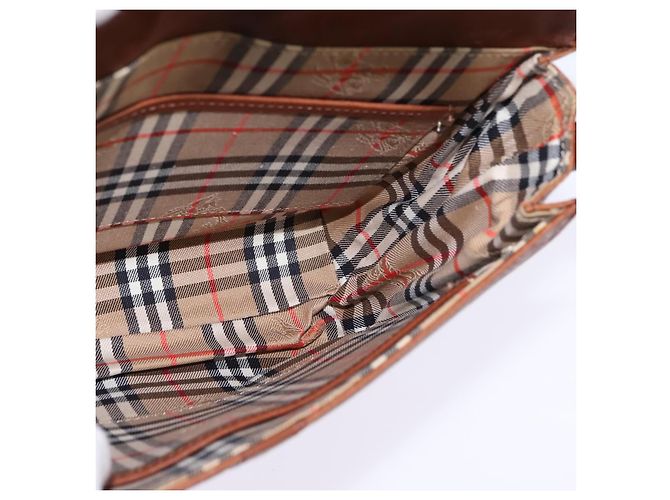 Autre Marque Borsa a Spalla Burberrys Nova Check in Pelle Marrone Oro Auth bs30266 D'oro - vista 17
