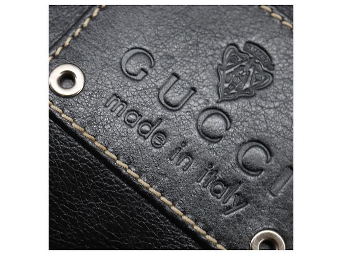 Borsa a Spalla in Pelle Nera GUCCI 201451 Auth 148316 Nero - vista 14