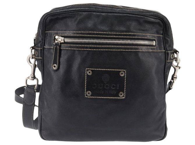 Borsa a Spalla in Pelle Nera GUCCI 201451 Auth 148316 Nero - vista 2