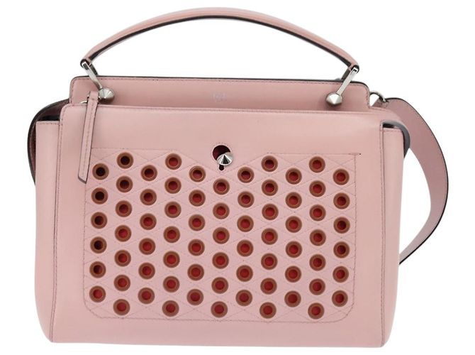 FENDI Dot Com Handtasche aus Leder 2-in-1 Rosa Silber Authentisch bs30098 Pink - view 2