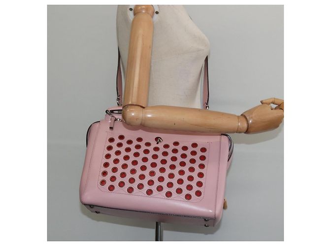 FENDI Dot Com Handtasche aus Leder 2-in-1 Rosa Silber Authentisch bs30098 Pink - view 24